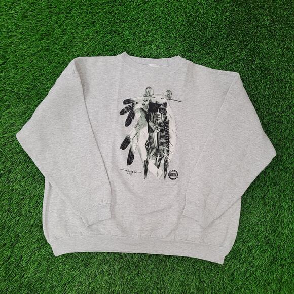 Vintage 1994 Native-American Sweatshirt XL/2XL 27x25 Menchego - Picture 1 of 16